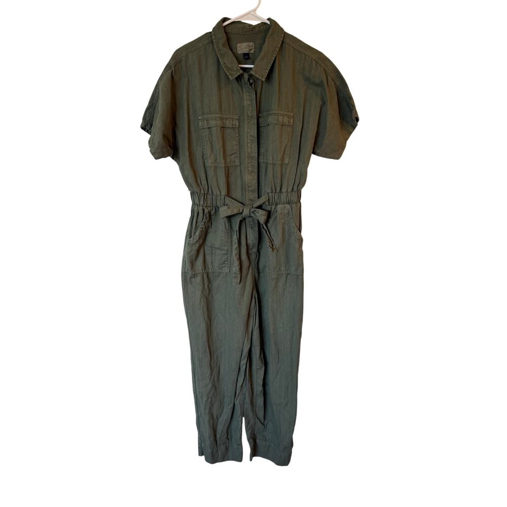 Universal Thread Waist Tie Straight Leg Pockets Jumpsuit Green Women's Size 8